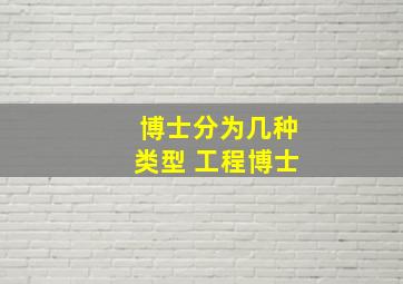 博士分为几种类型 工程博士